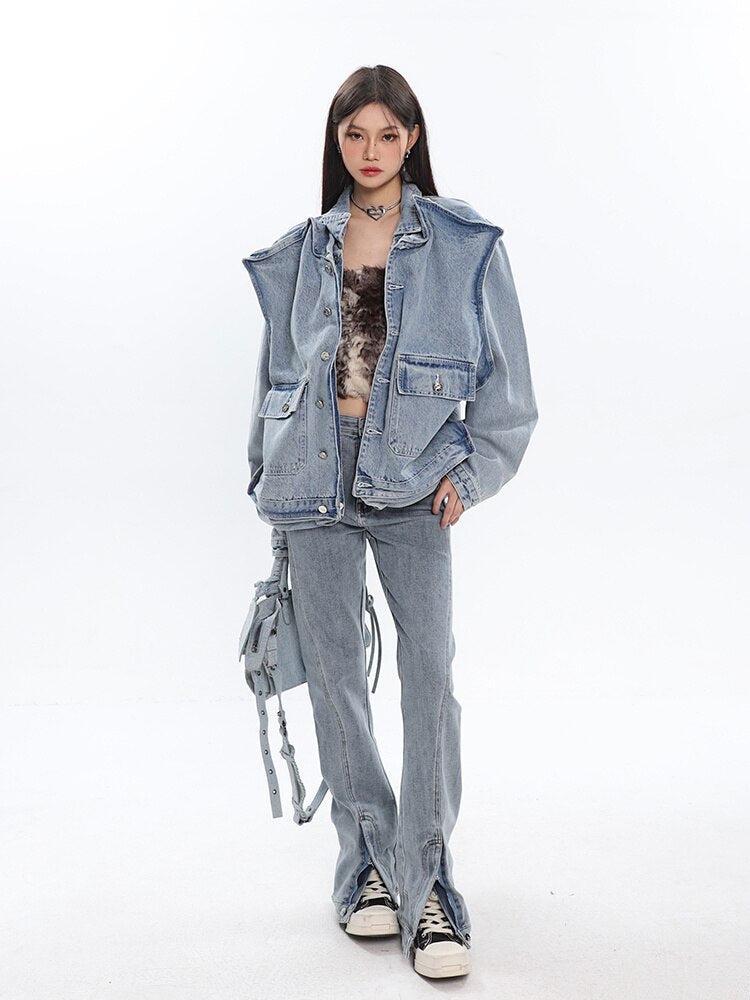 Asymmetric Design Denim Jacket