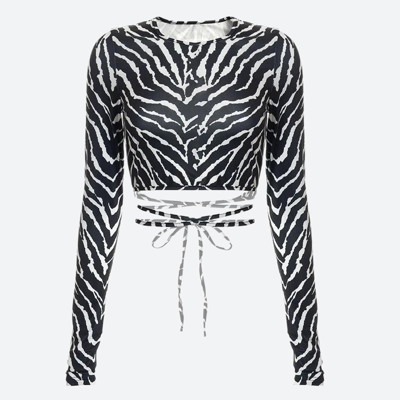 Baddie Zebra Backless Crop Top