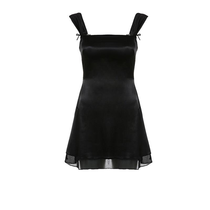 Black Tie Fastening Mini Dress