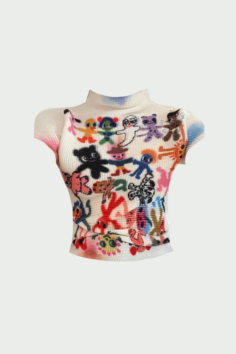 Cartoon Figures Printed Top