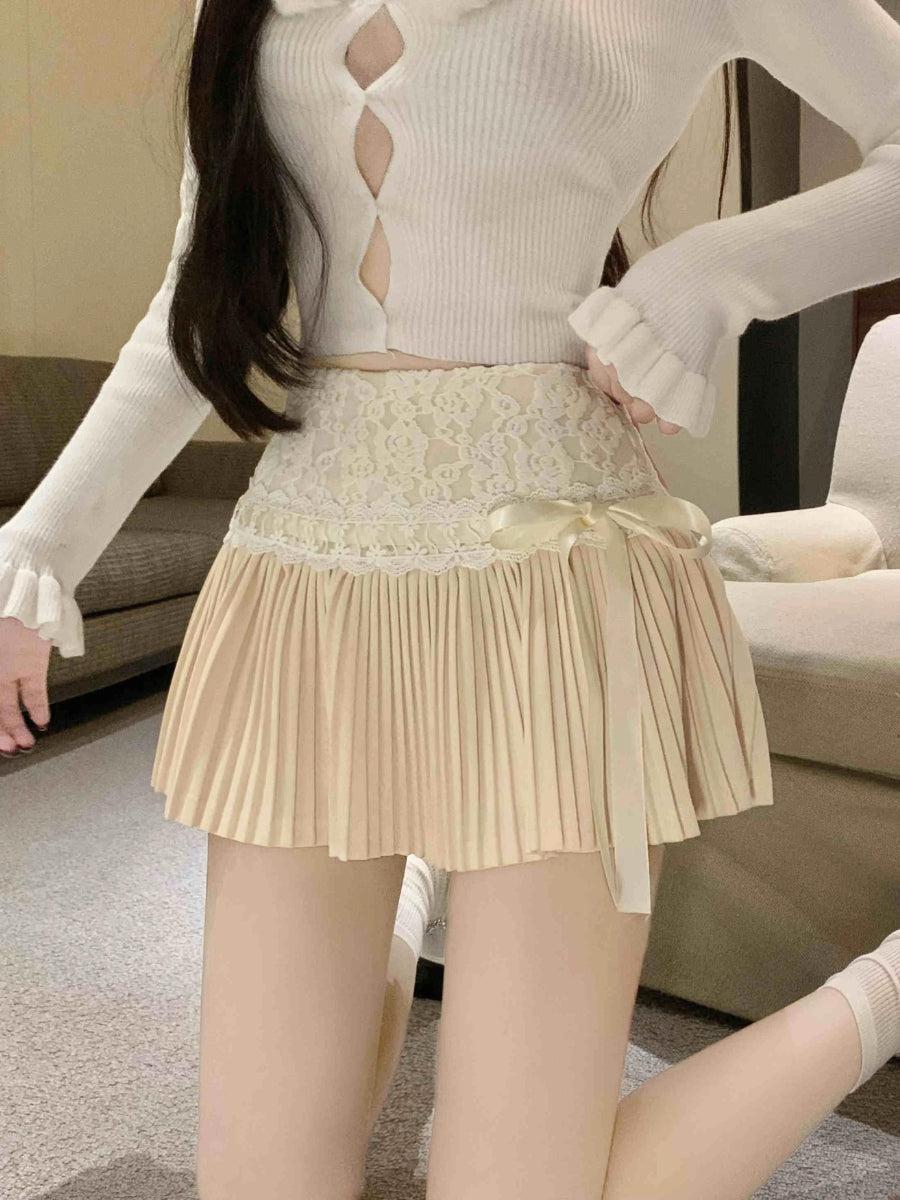 Coquette Lace Pleated Mini Skirt