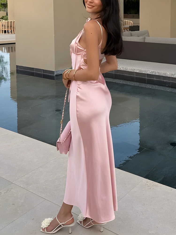 Cut Out Satin Maxi Dress