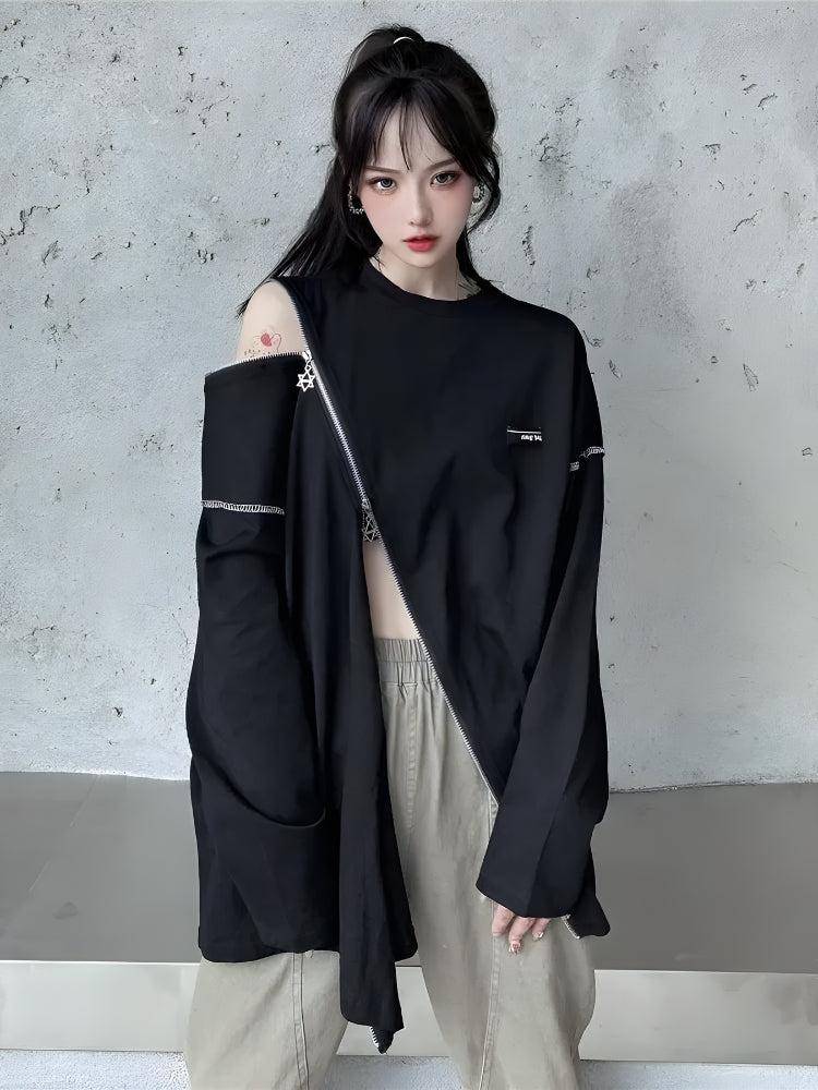 Cyberpunk Cross Zip-Up Top