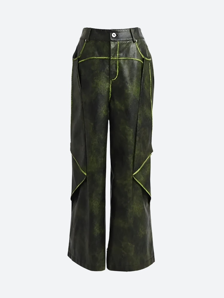 Cyberpunk Forest Faux Leather Pants