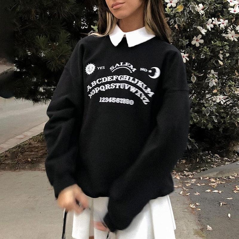 Dark Academia Letter Print Sweatshirt