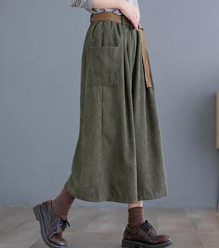 Dark Academia Wide Leg Corduroy Pants