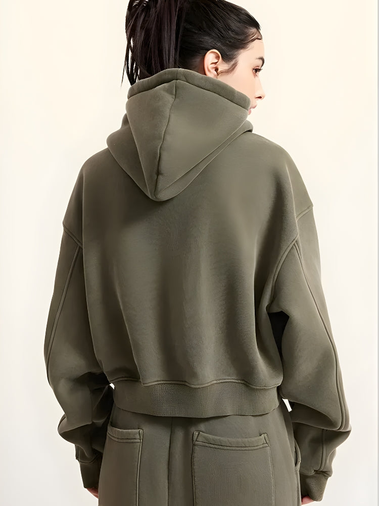 Double Zip-Up Cropped Hoodie