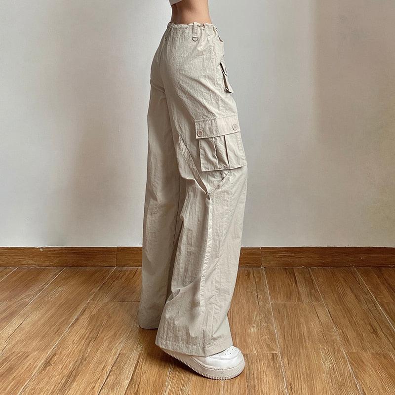 Drawstring Low Rise Cargo Pants