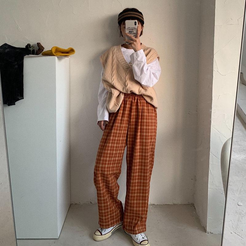 Elasticated Waist Checkered Sweatpants