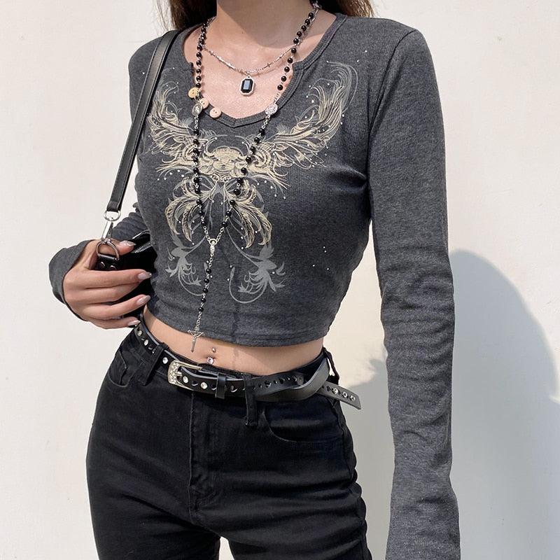 Fairy Grunge Butterfly Crop Top