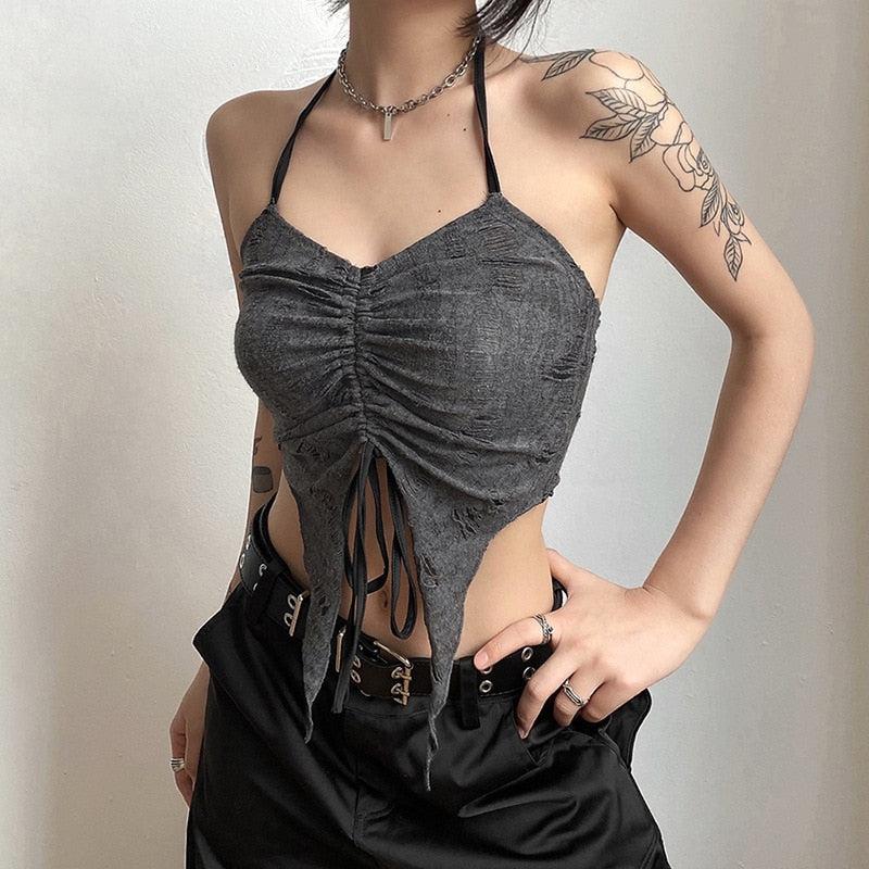 Fairy Grunge Detachable Sleeve Halter Top