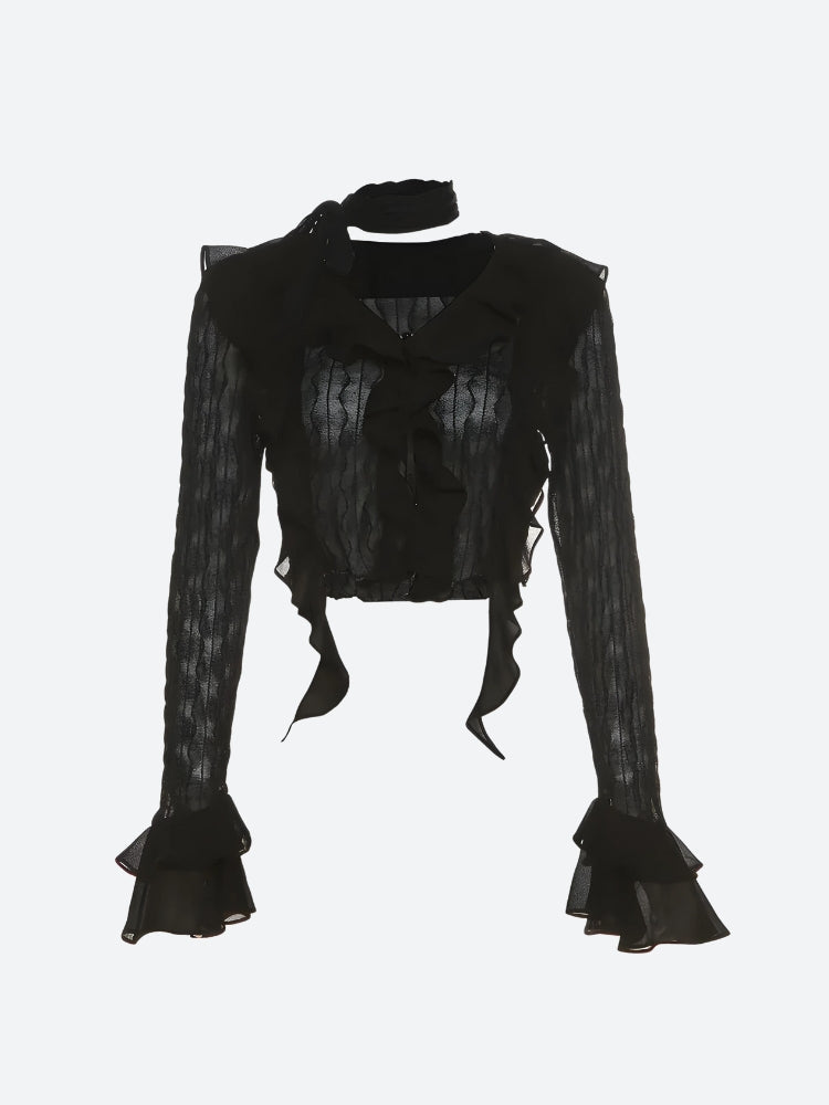 Goth Sheer Ruffled Blouse