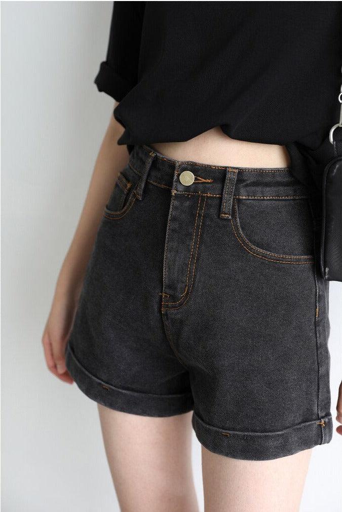 Grunge Black Jean Shorts