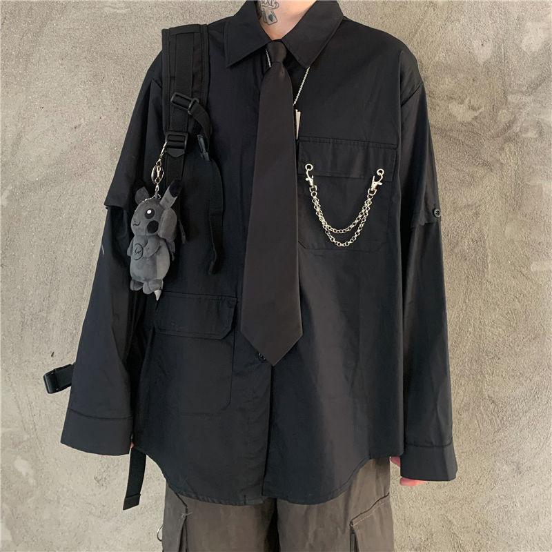 Grunge Detachable Sleeve Shirt