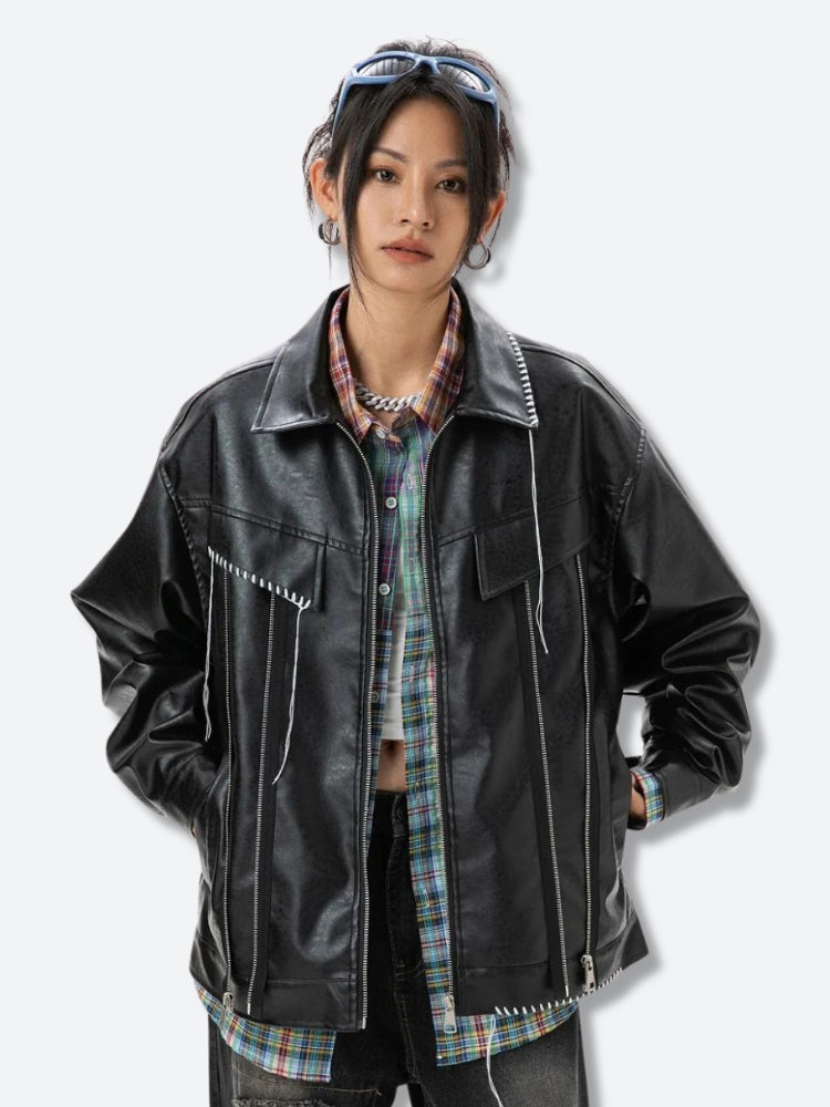 Grunge Faux Leather Jacket