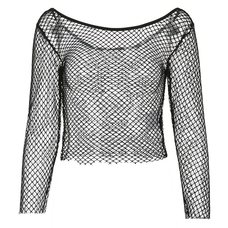 Grunge Long Sleeve Fishnet Top