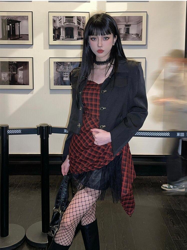 Grunge Plaid Mini Dress