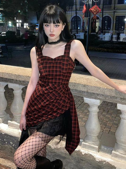 Grunge Plaid Mini Dress