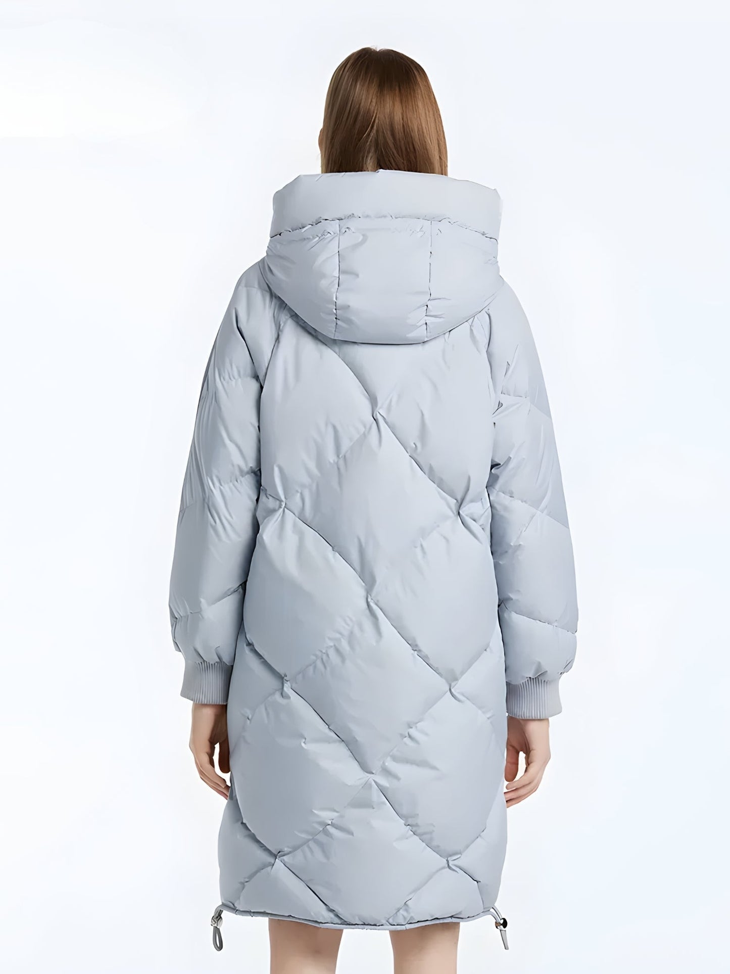 Hooded Zip-Up Long Puffer Coat