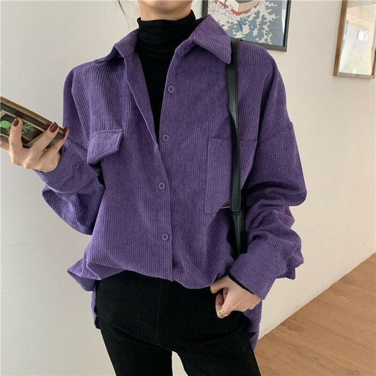 Indie Purple Corduroy Casual Shirt