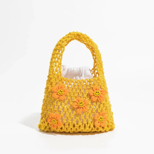 Indie Smiley Flowers Crochet Bag