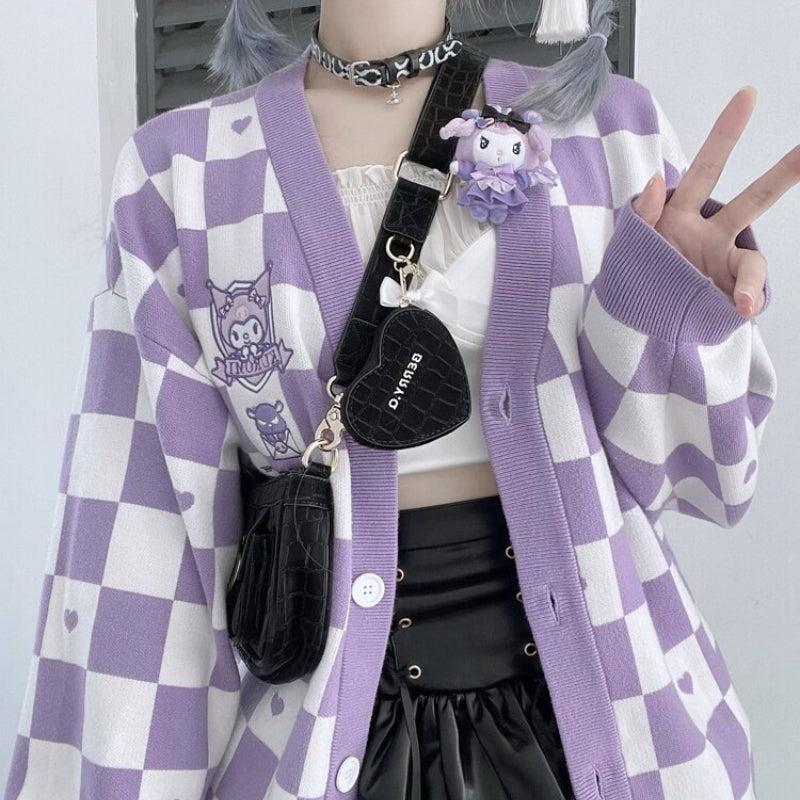 Kuromi Buttoned Purple Cardigan