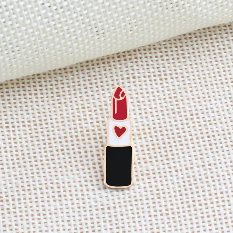 Lipstick Heart Cherry Lip Pins