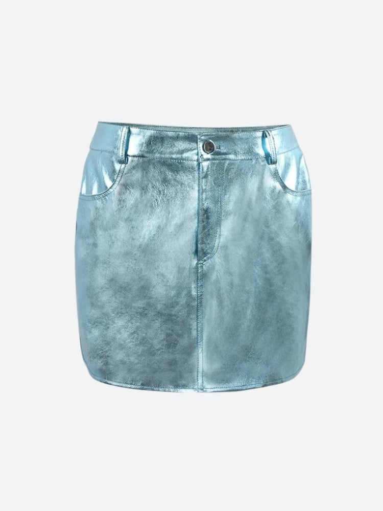 Metallic Faux Leather Mini Skirt