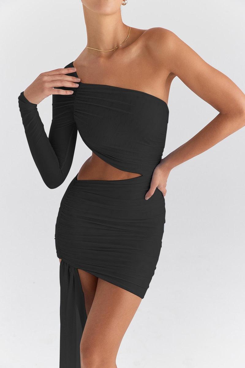 One Shoulder Cut Out Mini Dress