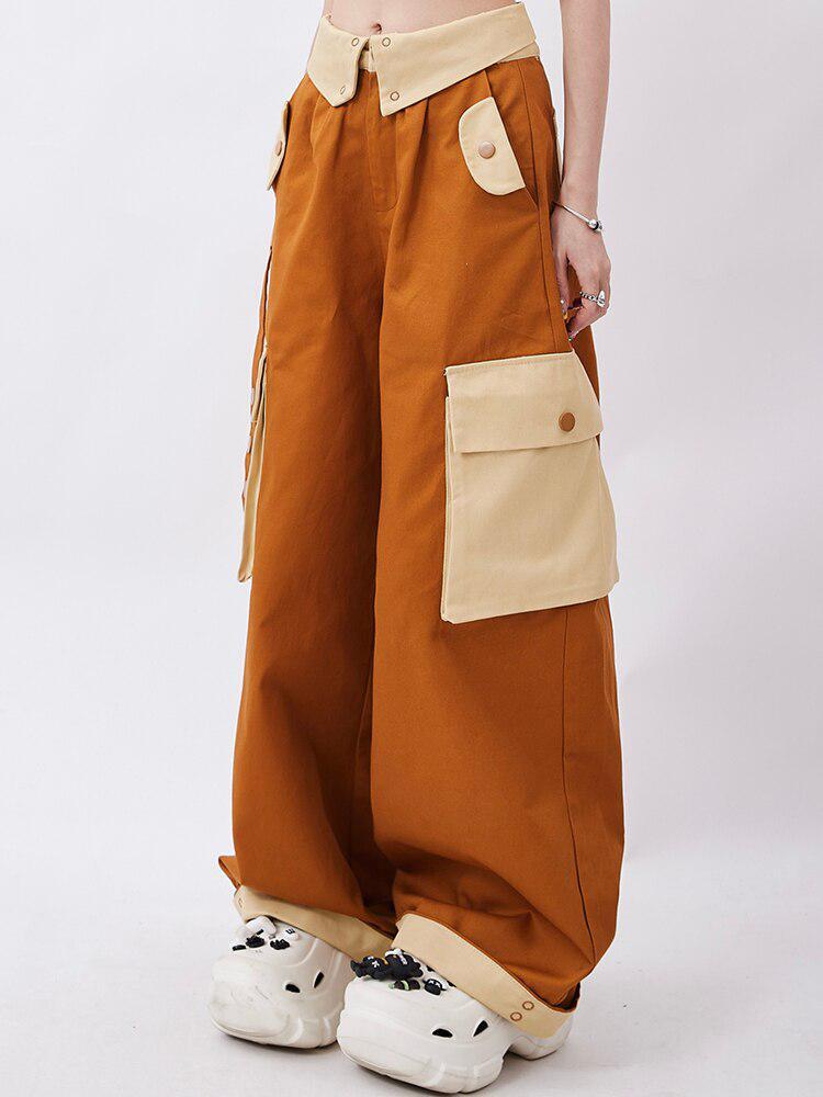 Orange Wide Leg Cargo Pants