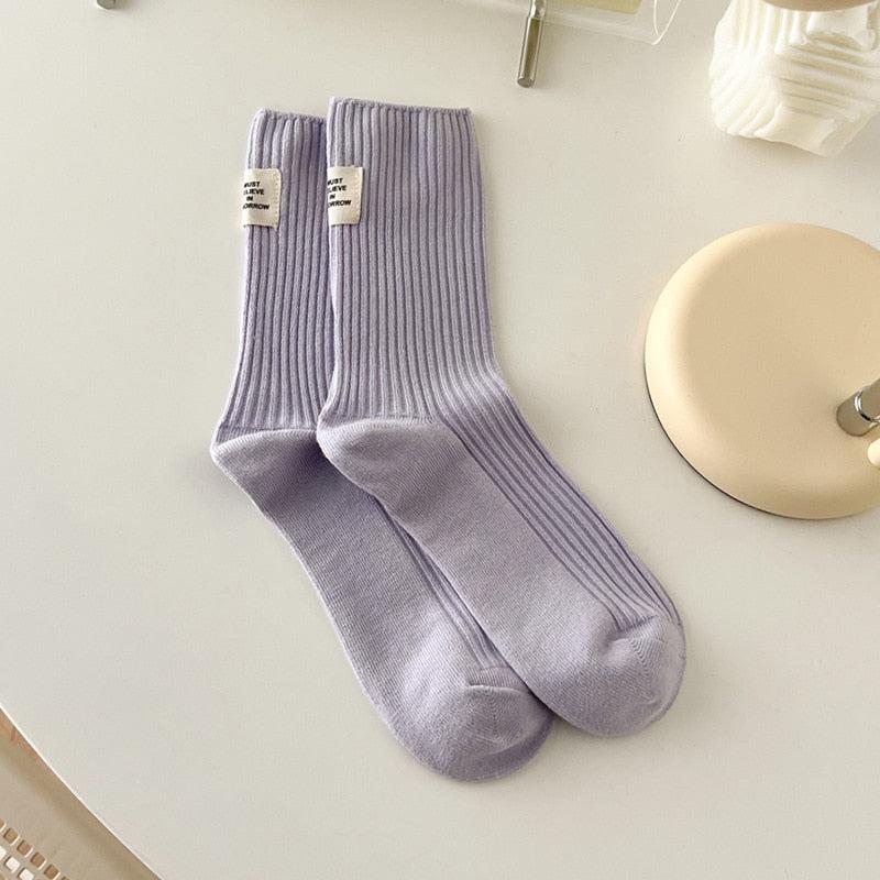 Pastel Colors Mid Cut Socks