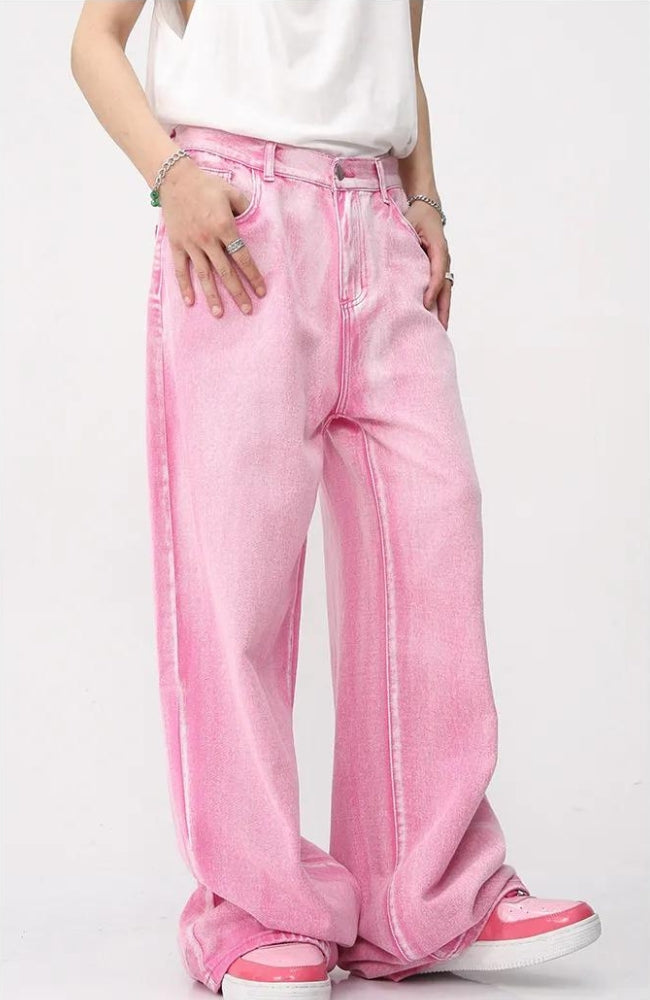 Pink Denim Jacket & Pants Two Piece Set