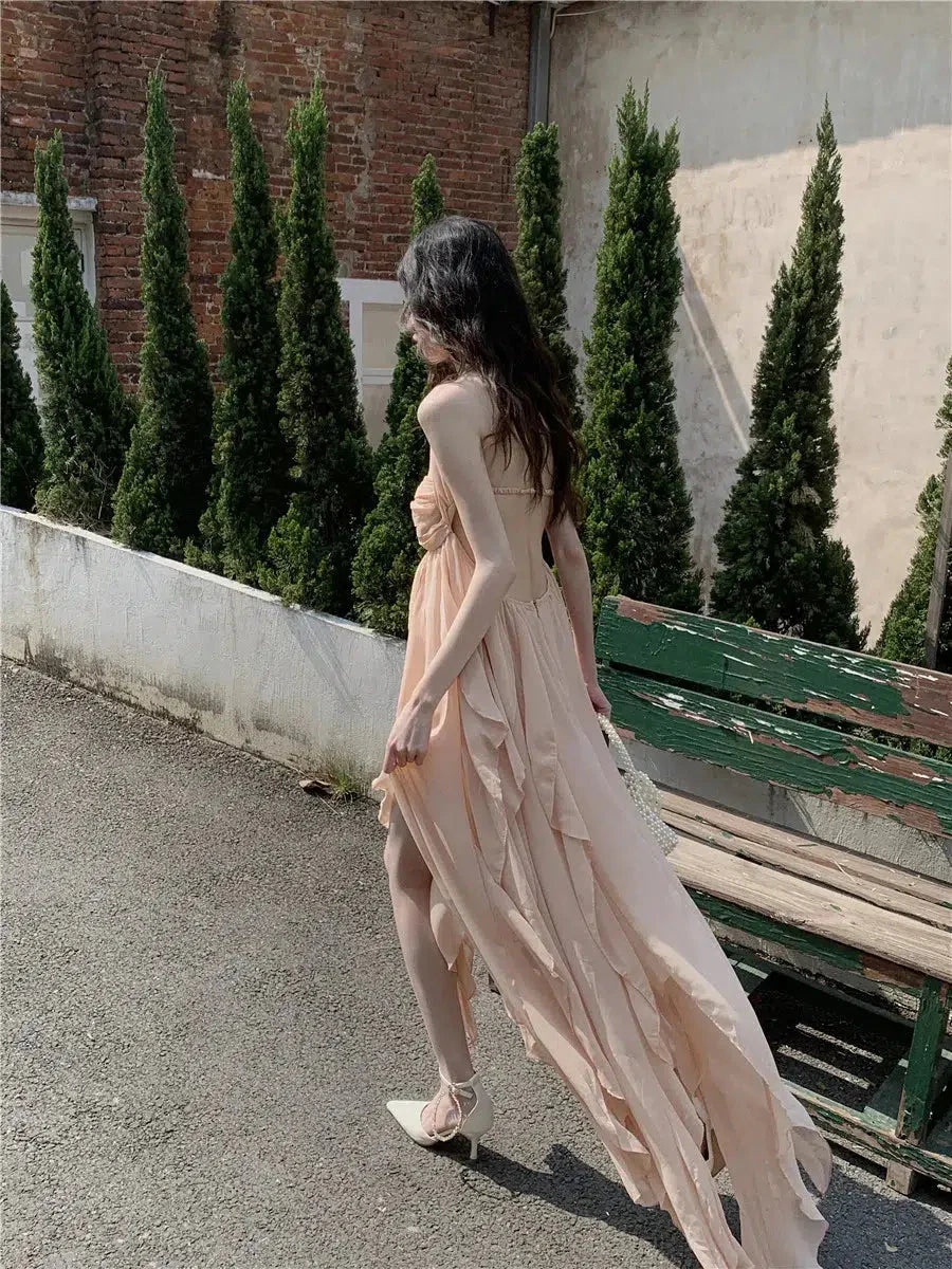 Pure Backless Chiffon Midi Dress