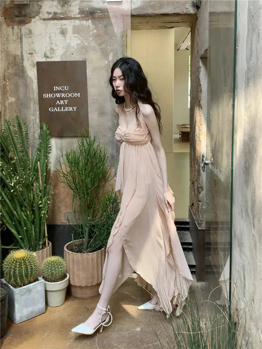 Pure Backless Chiffon Midi Dress