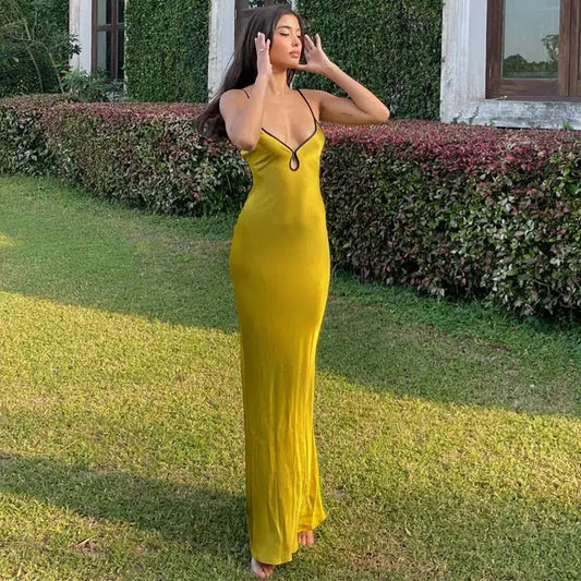 Satin Backless Maxi Dress