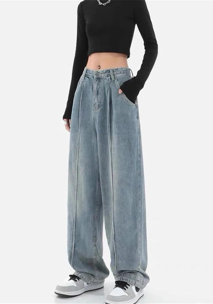 Skater Pleated Baggy Jeans