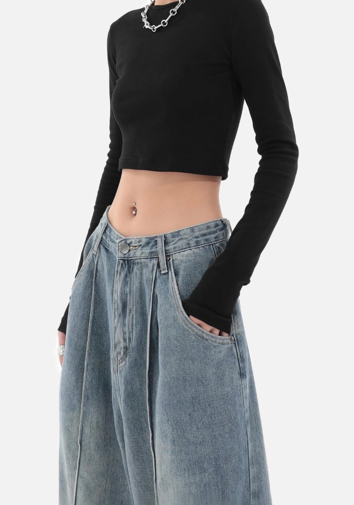 Skater Pleated Baggy Jeans