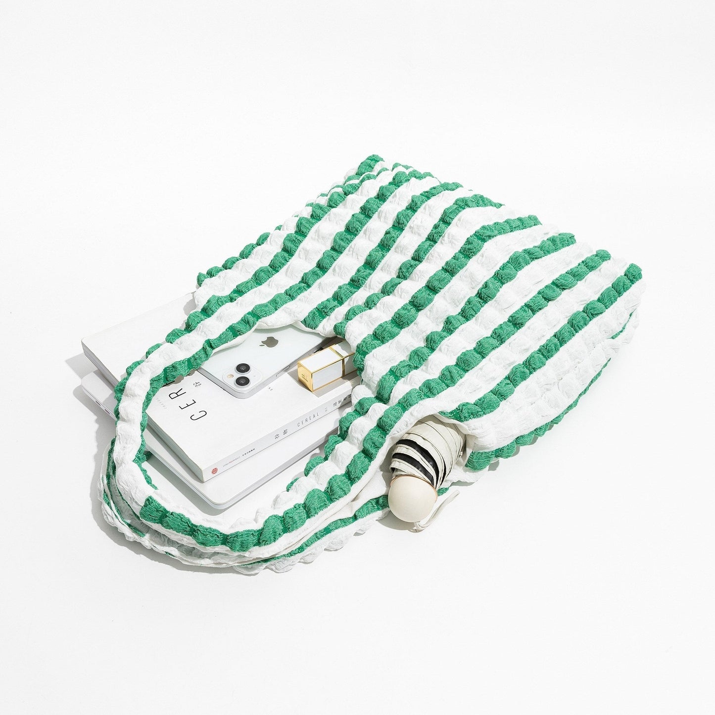 Soft Girl Quilted Striped Handbag