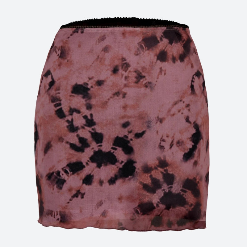 Tie Dye Mesh Mini Skirt