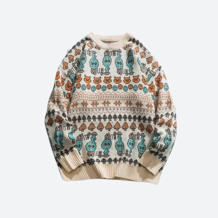 Vintage Animal Figures Knitted Sweater