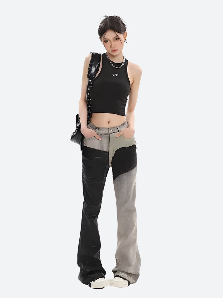 Y2K Grunge Patchwork Flare Pants