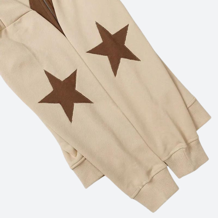 Y2K Star Patch Zip-Up Hoodie