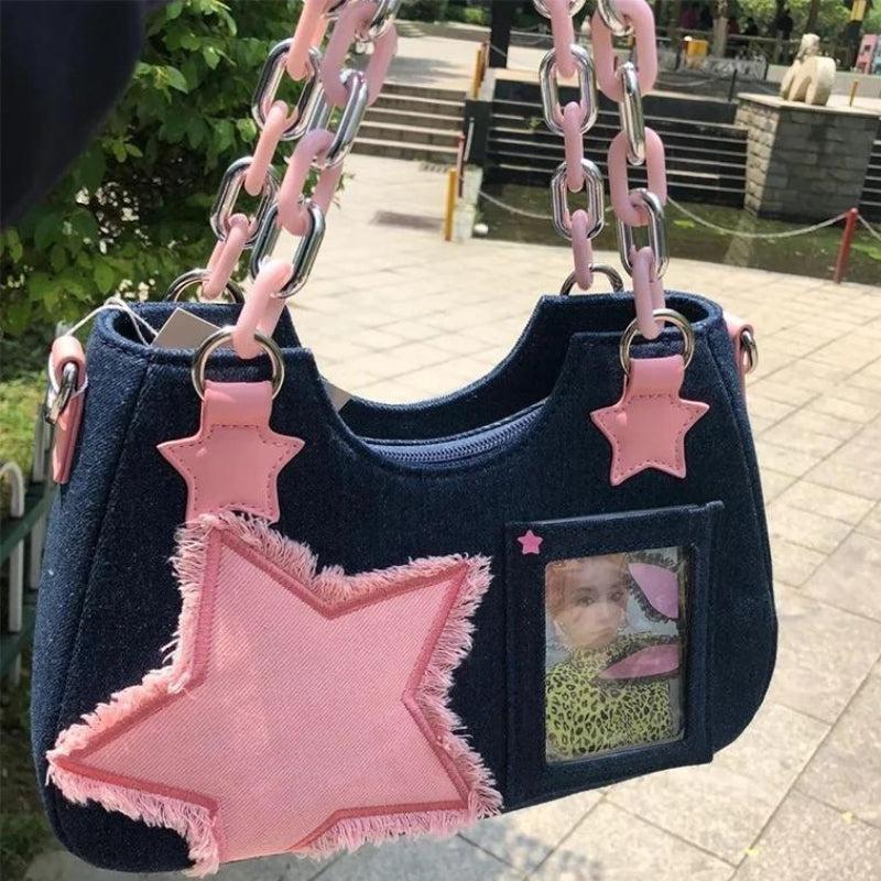 Y2k Star Transparent Denim Bag