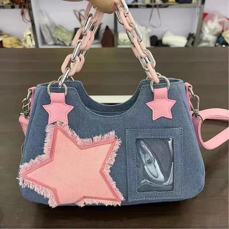 Y2k Star Transparent Denim Bag