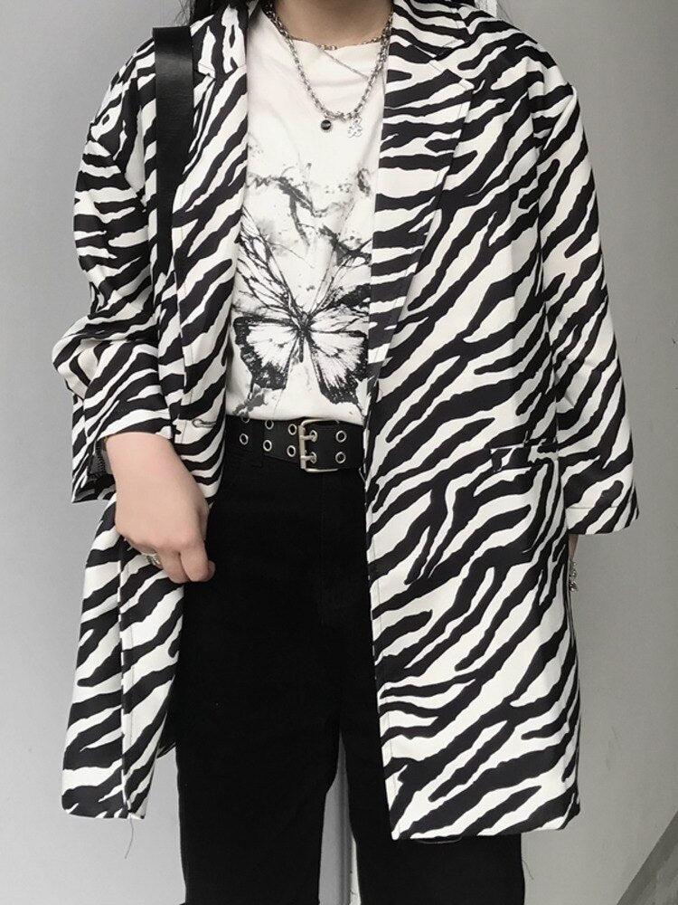 Zebra Print Long Blazer