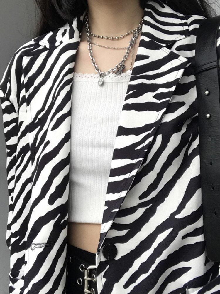 Zebra Print Long Blazer