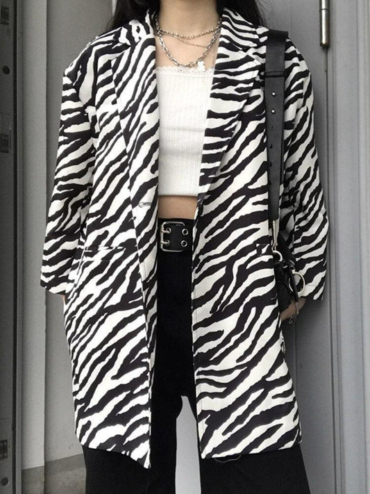 Zebra Print Long Blazer